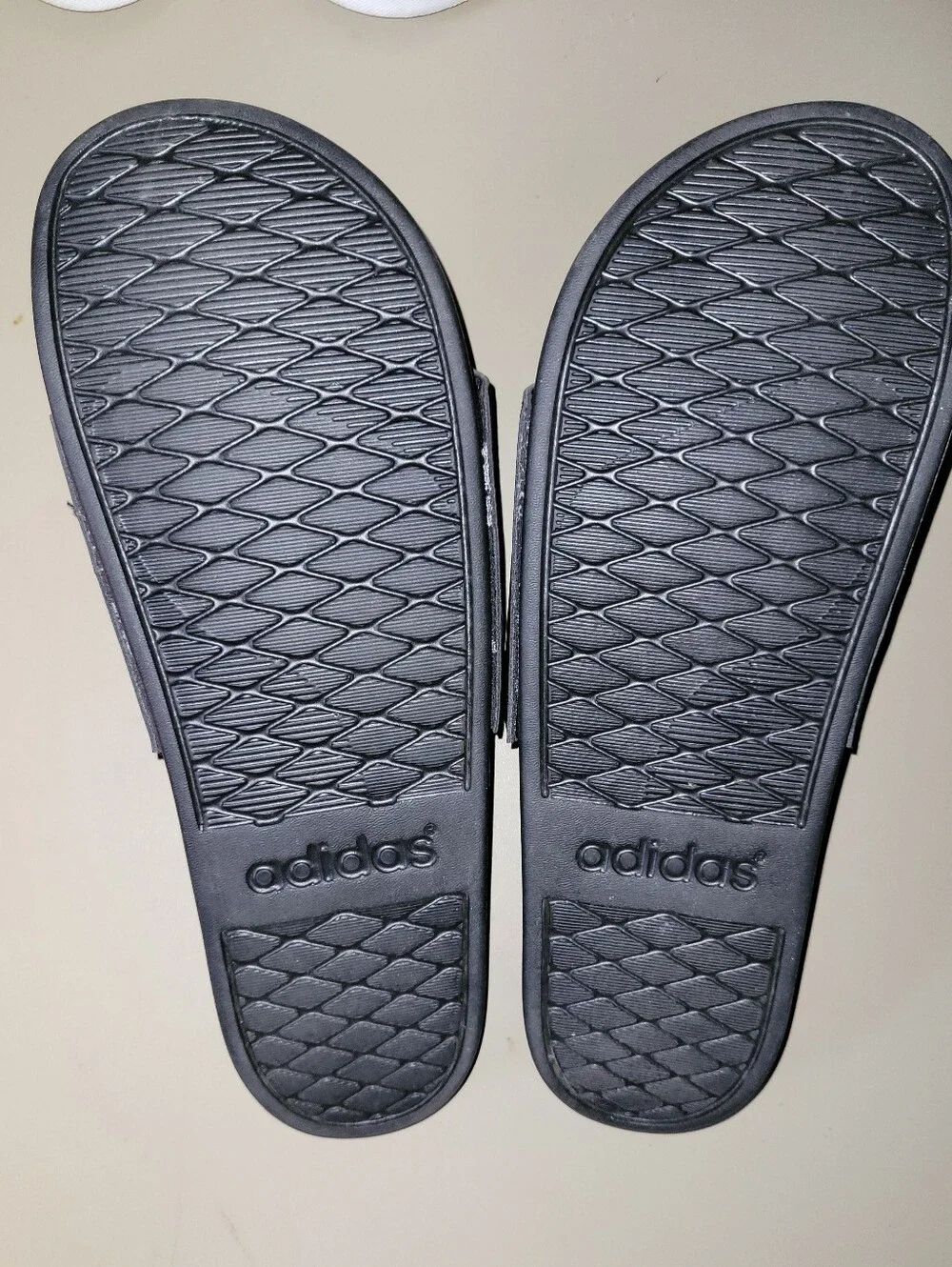 Adidas Black & White Slide Sandals - Classic Three-Stripes Size 10
